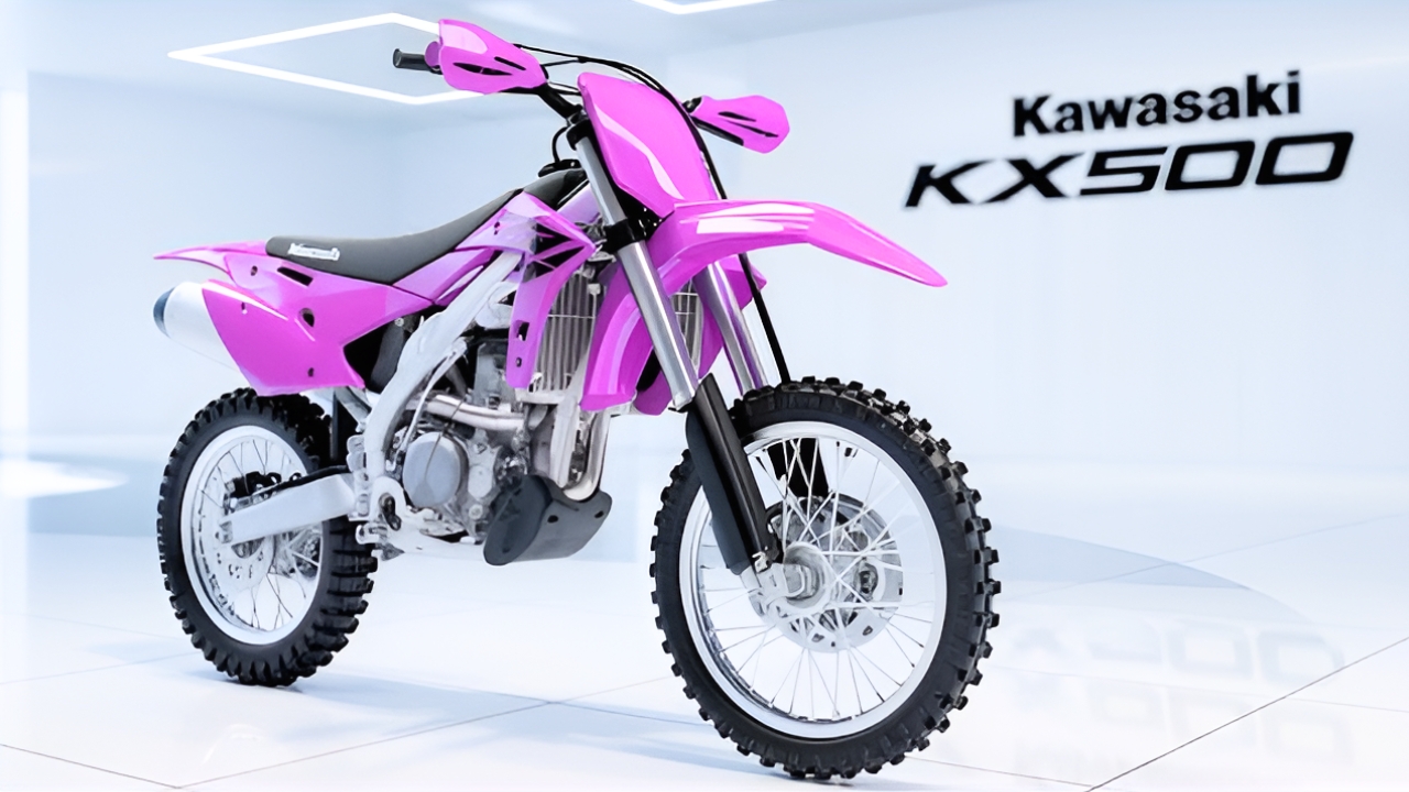 Kawasaki Serie KX Custom Rosa: Motocross Potente con Estilo Llamativo y Preparada para Terreno Extremo